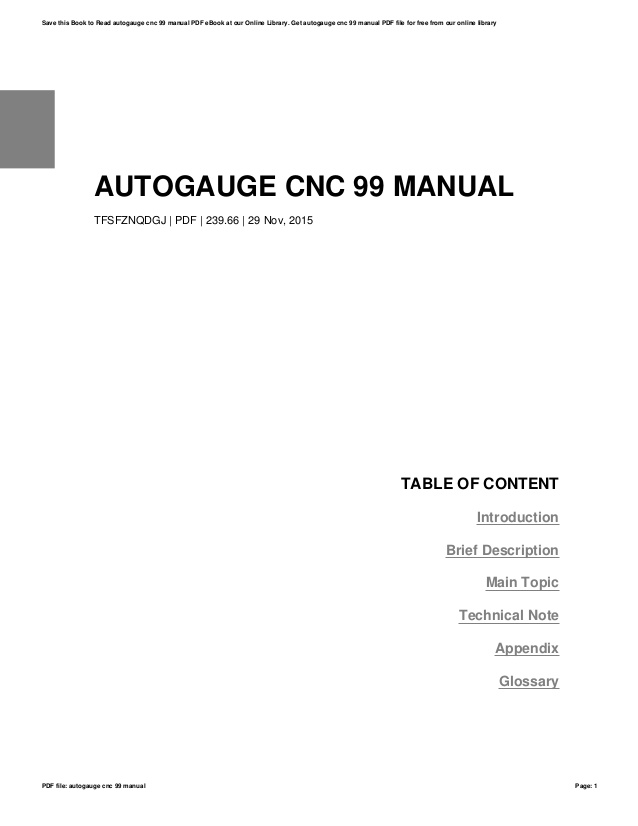 Autogauge Cnc99 Manual